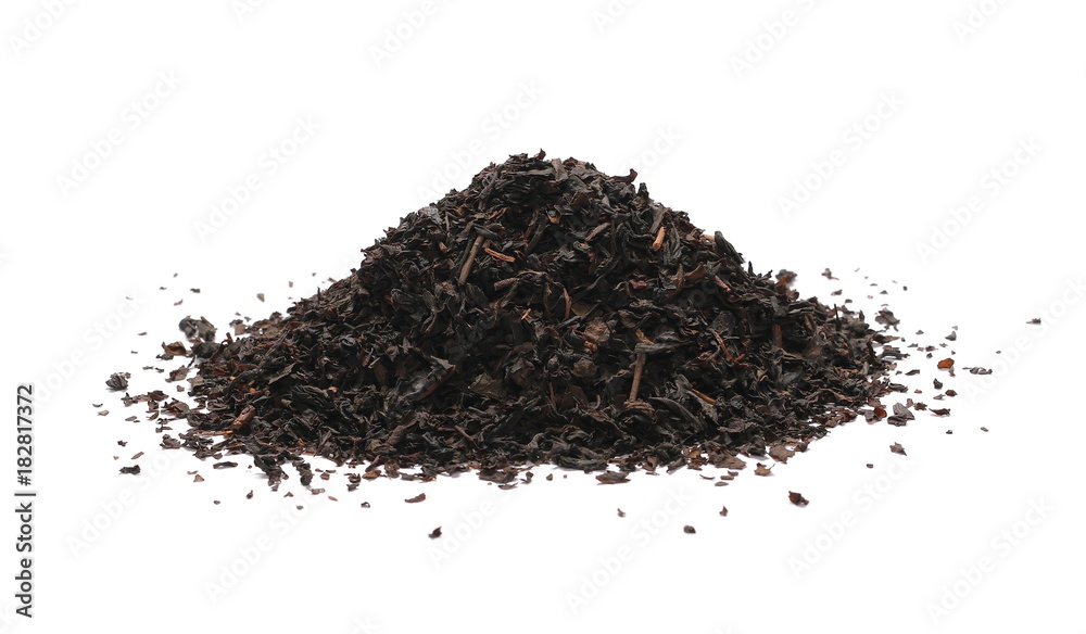 Black tea leaves isolated on white background Black tea leaves isolated on white background