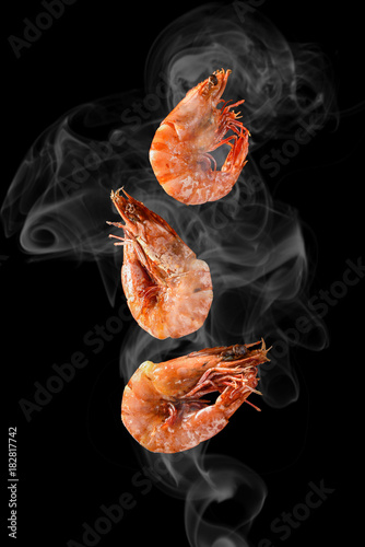Grill Shrimp BBQ style,ingredient set in black backgrount