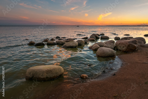 calm on the gulf of Finland at sunset.
