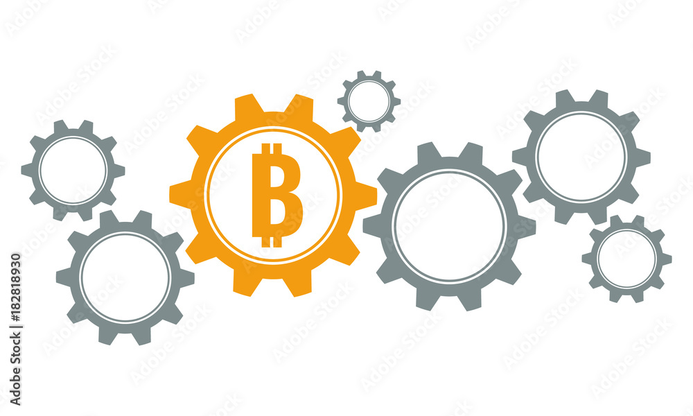bitcoin gears concept, flat vector illustration bitcoin gears concept, flat vector illustration