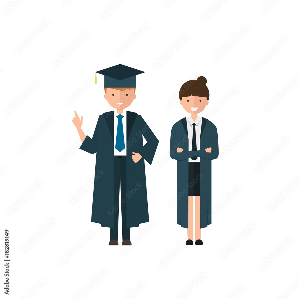 Set graduated pupils cartoon vector