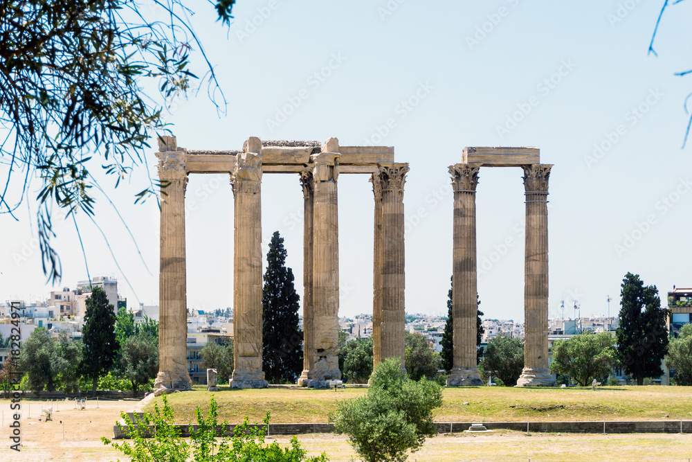 view of Historic Old Acropolis of Athens, Greece