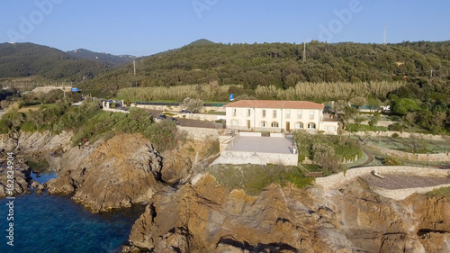 Beautiful aerial view of Calafuria coastline, Italy photo