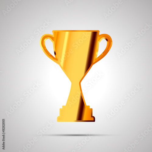 Shiny glossy badge of winner cup made from gold. Simple award icon