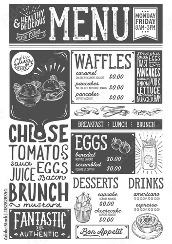 Brunch menu restaurant, food template.