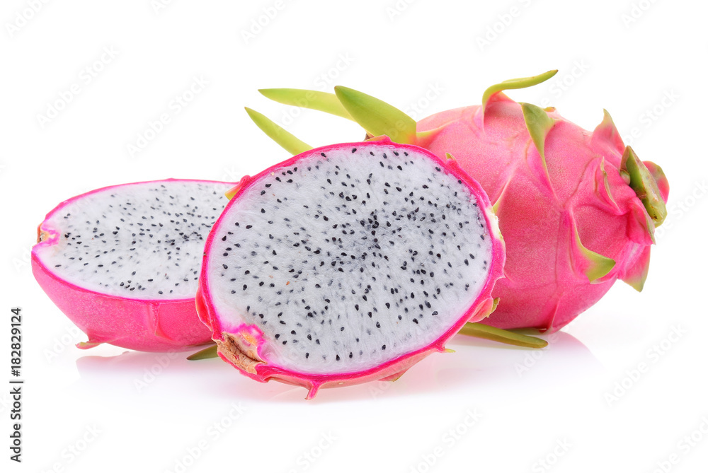 half of dragon fruit isolated on white background half of dragon fruit isolated on white background