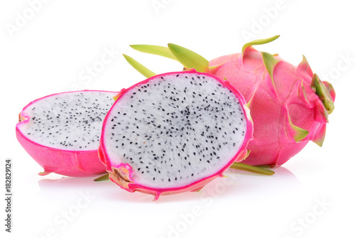 half of dragon fruit isolated on white background