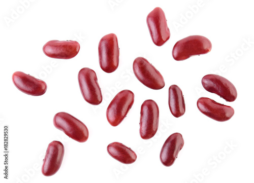 Top view of red beans isolated on the white background.
