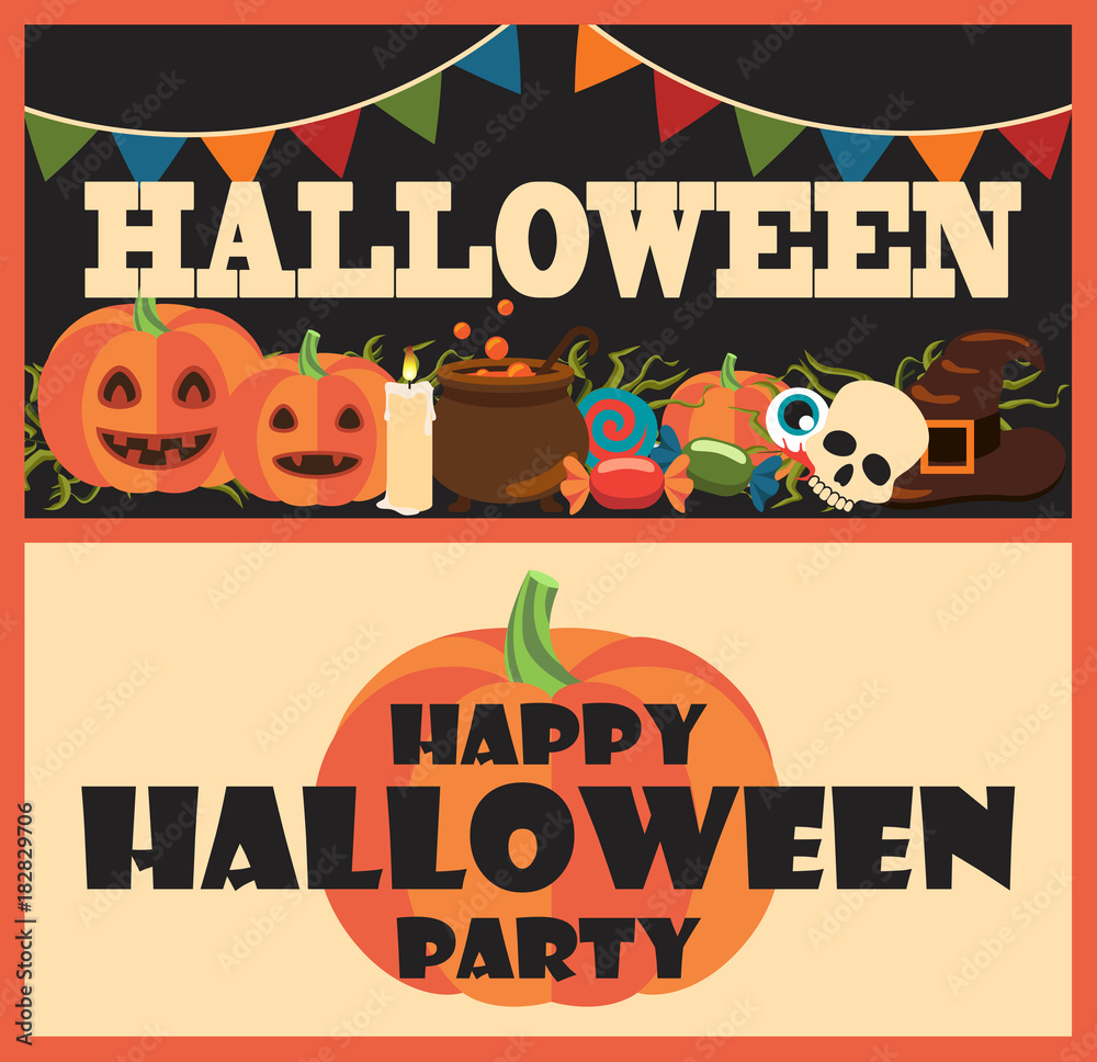 Happy Halloween Party Items Vector Illustration Happy Halloween Party Items Vector Illustration