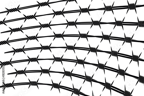 Vector Silhouette of Barbed Wire Lines. Types and Different Variants