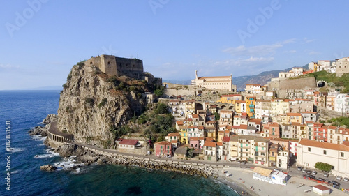 Fototapeta Naklejka Na Ścianę i Meble -  Aerial view of Scilla coastline in Calabria, Italy