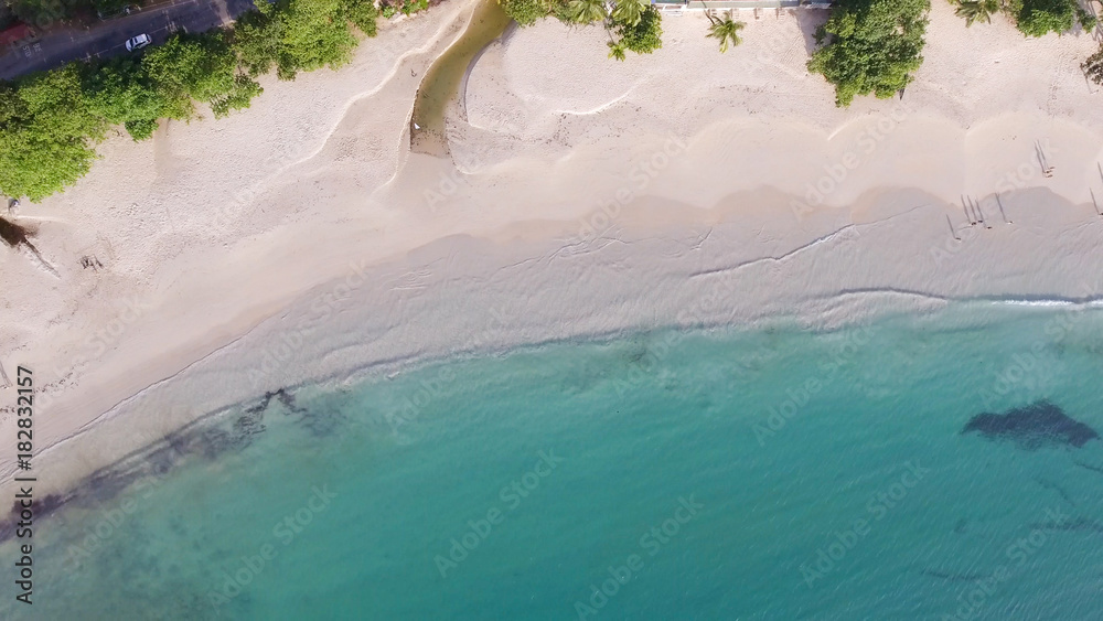 Aerial overhead view of beautiful beach