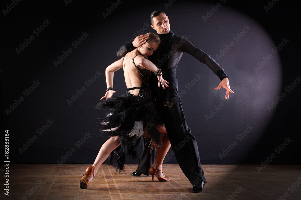 dancers in ballroom isolated on black background dancers in ballroom isolated on black background