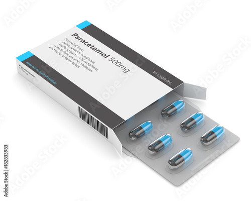 Photos 3d rendering of paracetamol pills over white