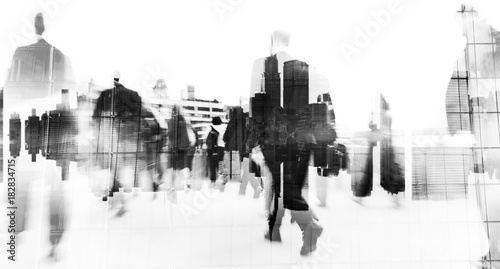 Fotografie Blurred scene of crowded people are walking in rush