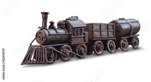 Classic train iron toy isolate with clipping path on white background
