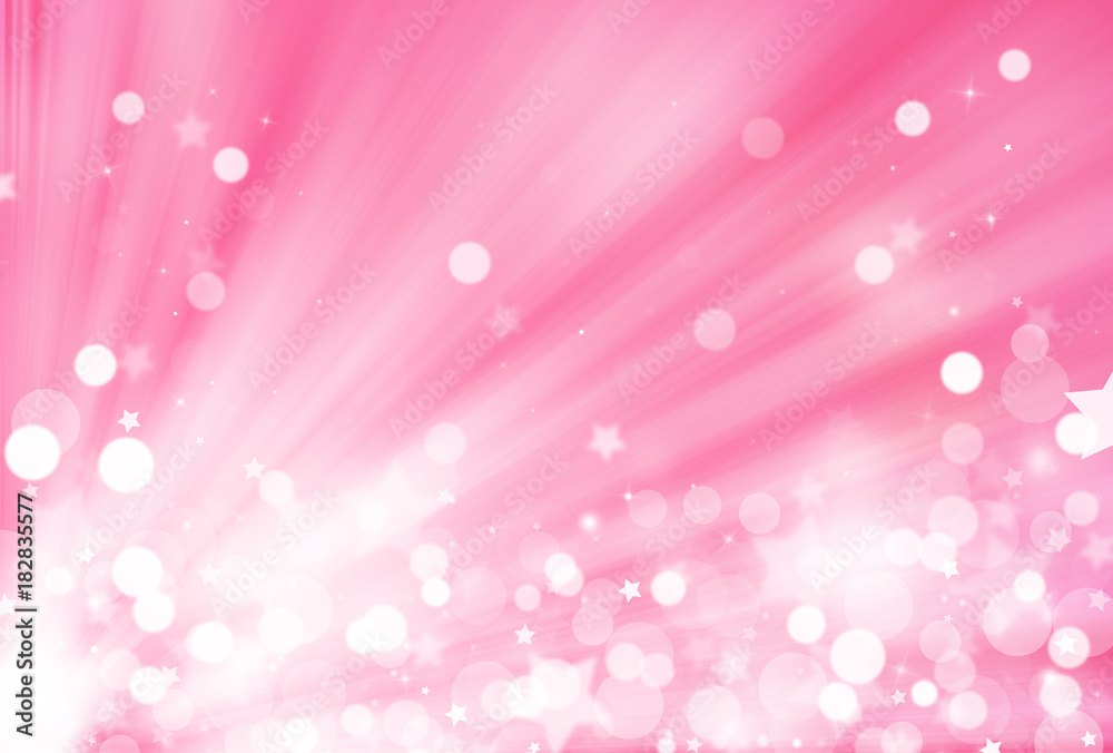 Pink glitter sparkles defocused rays lights bokeh radial abstract background/texture.