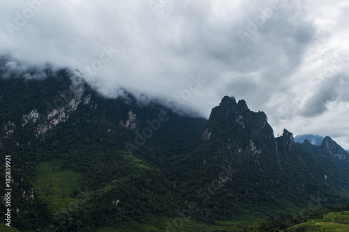 Phachao mountain near phoukhoun, Road goes to Luangprabang and Xiengkhouang photo