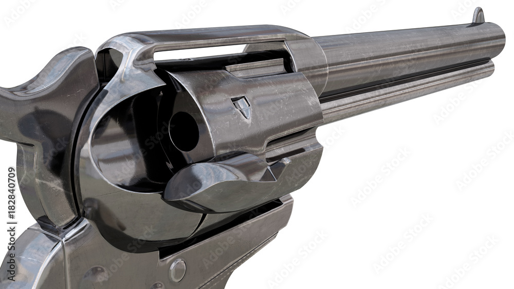 Vintage revolver isolated. 3D render