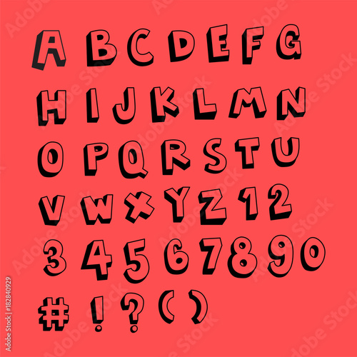 fun doodle sketch alphabet set