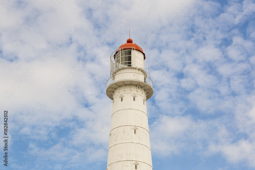 Tall and white Tahkuna lighthouse on Hiiumaa island, Estonia