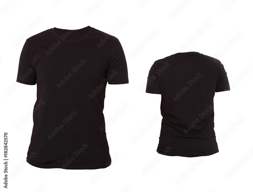 T-shirt template. Front and back view. Mock up isolated on white ...