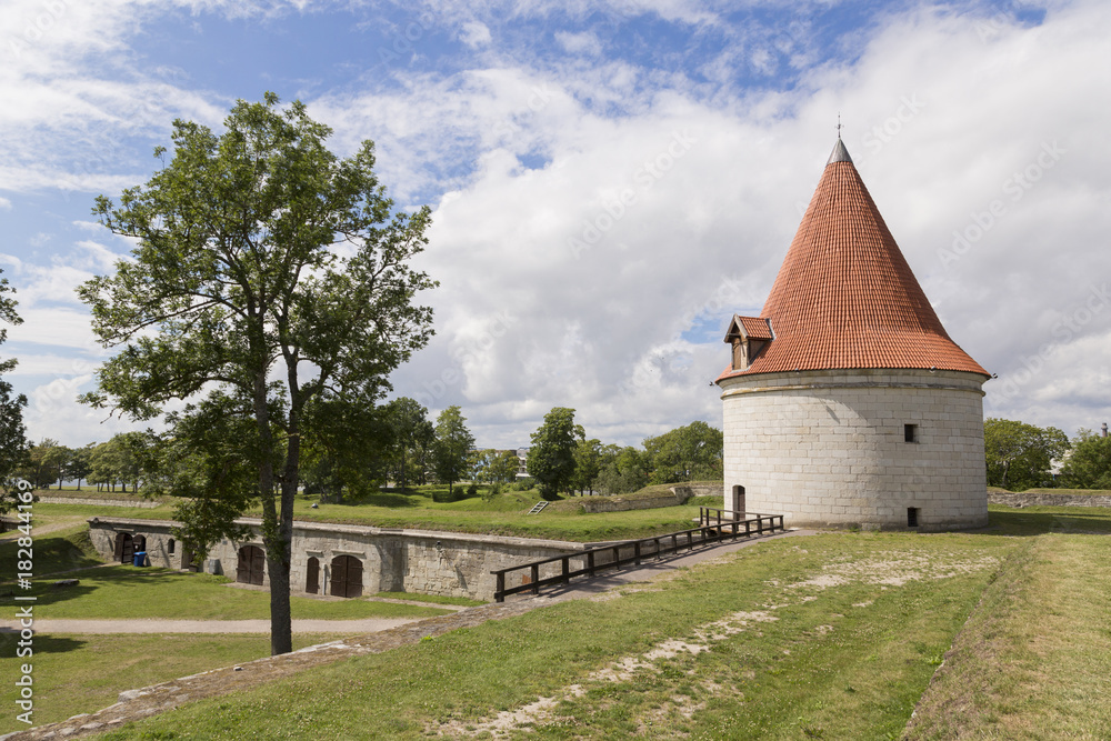 Fototapeta premium Kuressaare Castle and its tower. Summer sunny day. Saaremaa island, Estonia