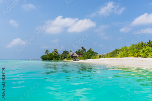 Landscape with a small island in the Maldives  Indian Ocean  Kaafu Atoll  Kuda Huraa Island