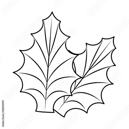 christmas leafs decorative icon vector illustration design