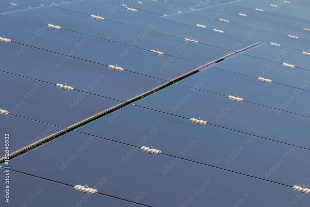 Close up array of thin film solar cells or amorphous silicon solar ...