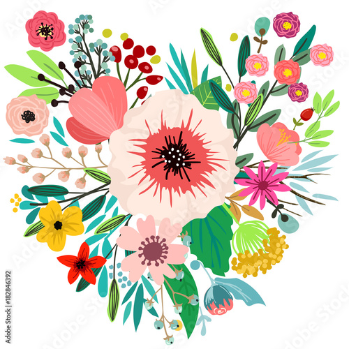 Floral vector heart
