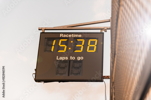 Stock picture of race clock at a race track