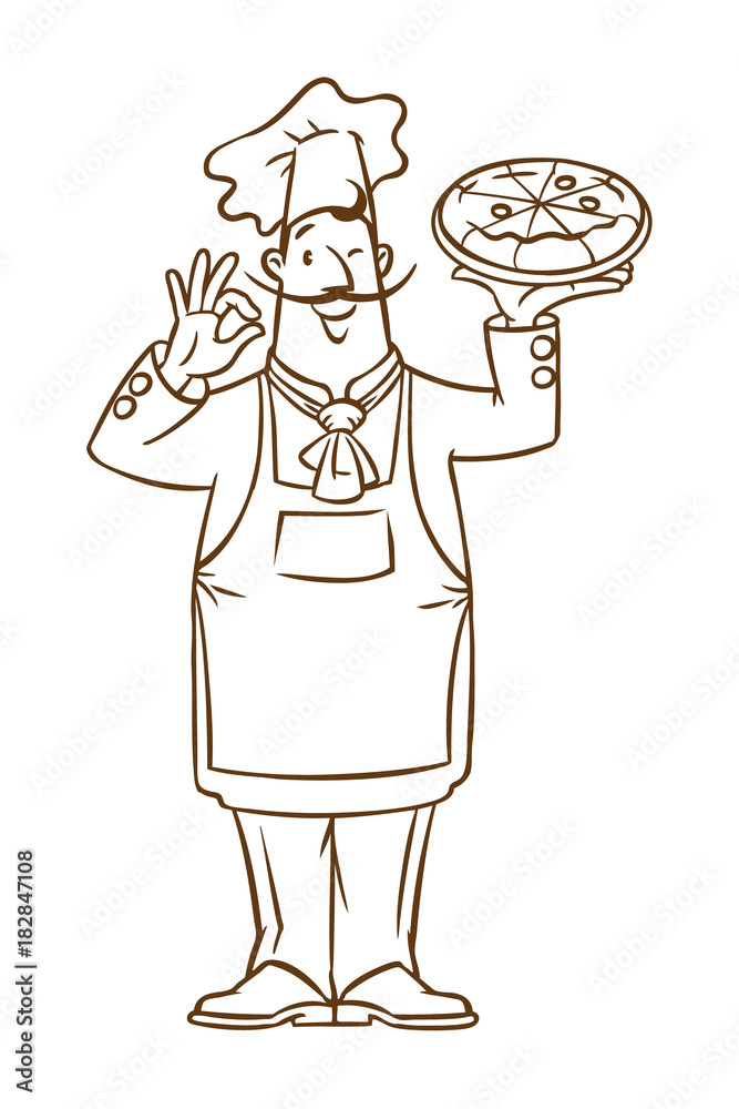 Funny italian chef with pizza Funny italian chef with pizza