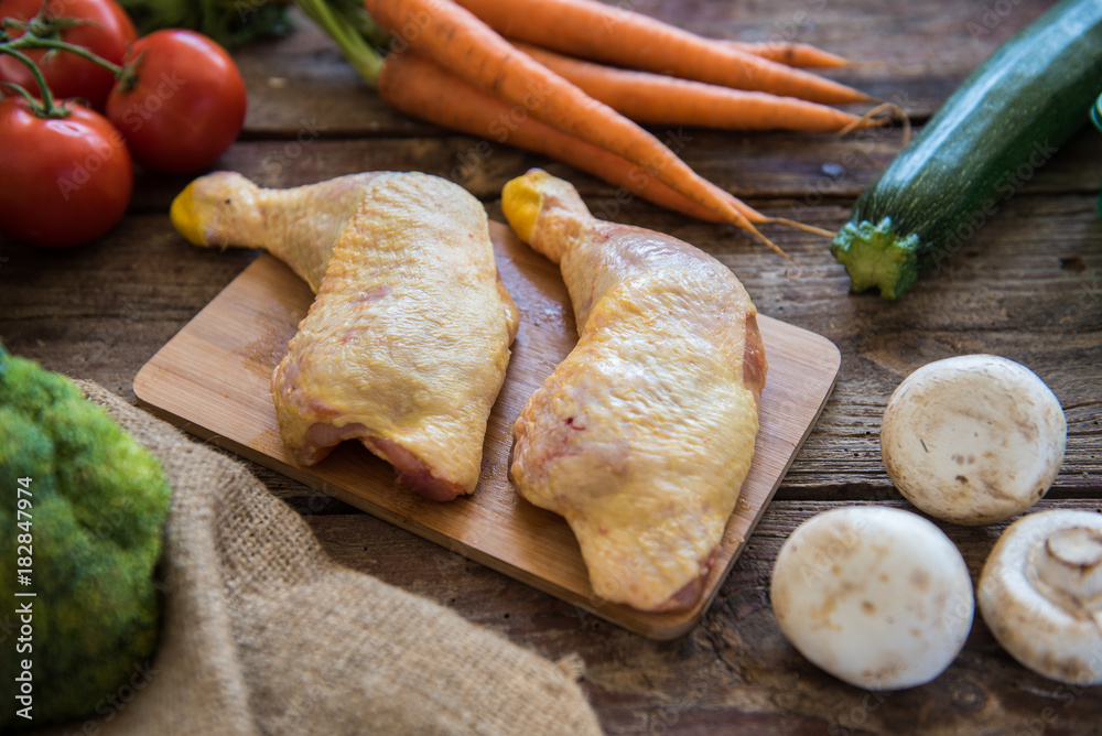 Raw Chicken legs with mixed vegetable Raw Chicken legs with mixed vegetable