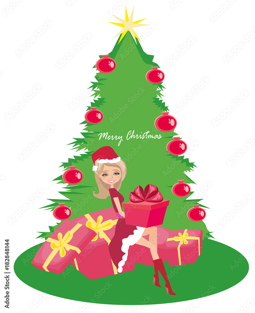 beautiful girl in Christmas inspired costume beautiful girl in Christmas inspired costume