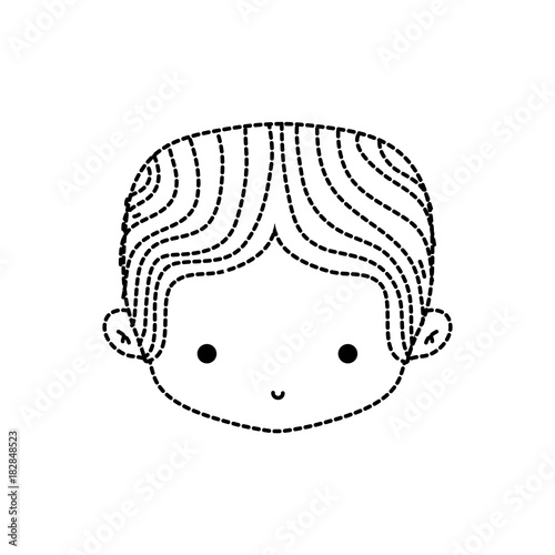 dotted shape boy head with middle parted hair