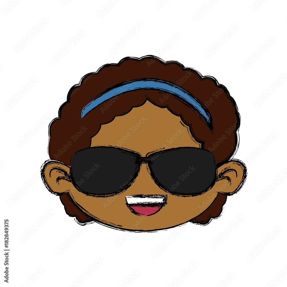 Cute girl with sunglasses cartoon icon vector illustration graphic design Cute girl with sunglasses cartoon icon vector illustration graphic design
