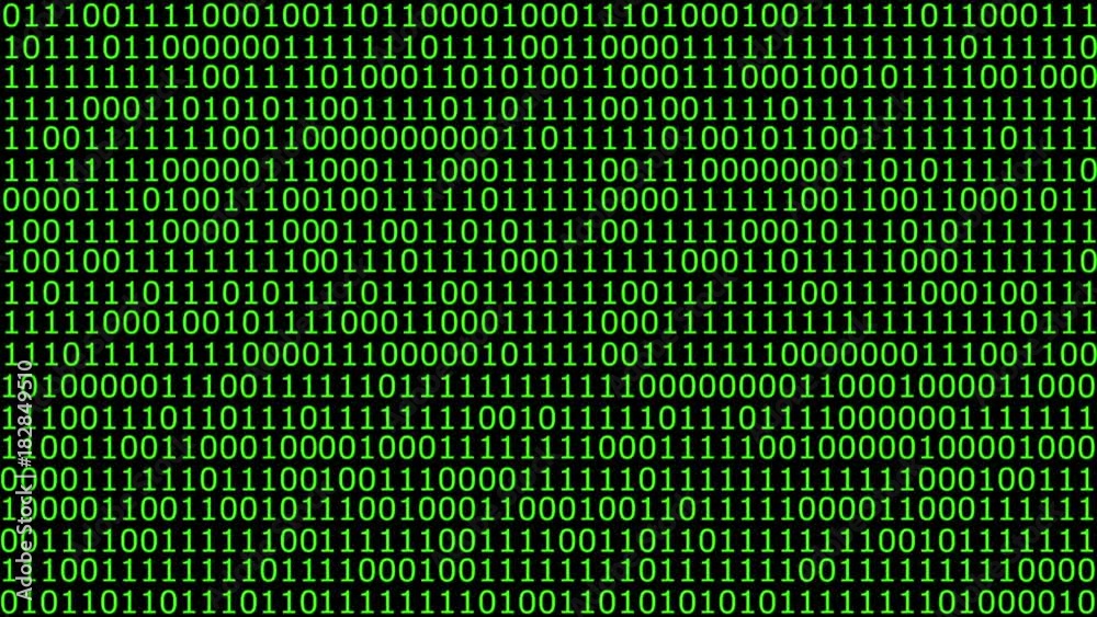Binary computer code animation ones and zeros flashing on screen