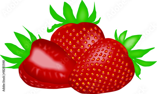 Zwei Erdbeeren und eine halbe