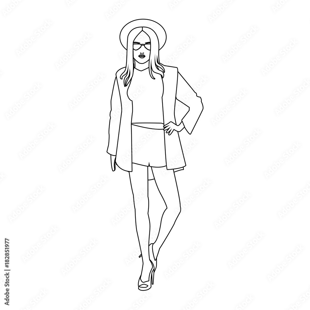 Model woman fashion clothes icon vector illustration graphic design Model woman fashion clothes icon vector illustration graphic design