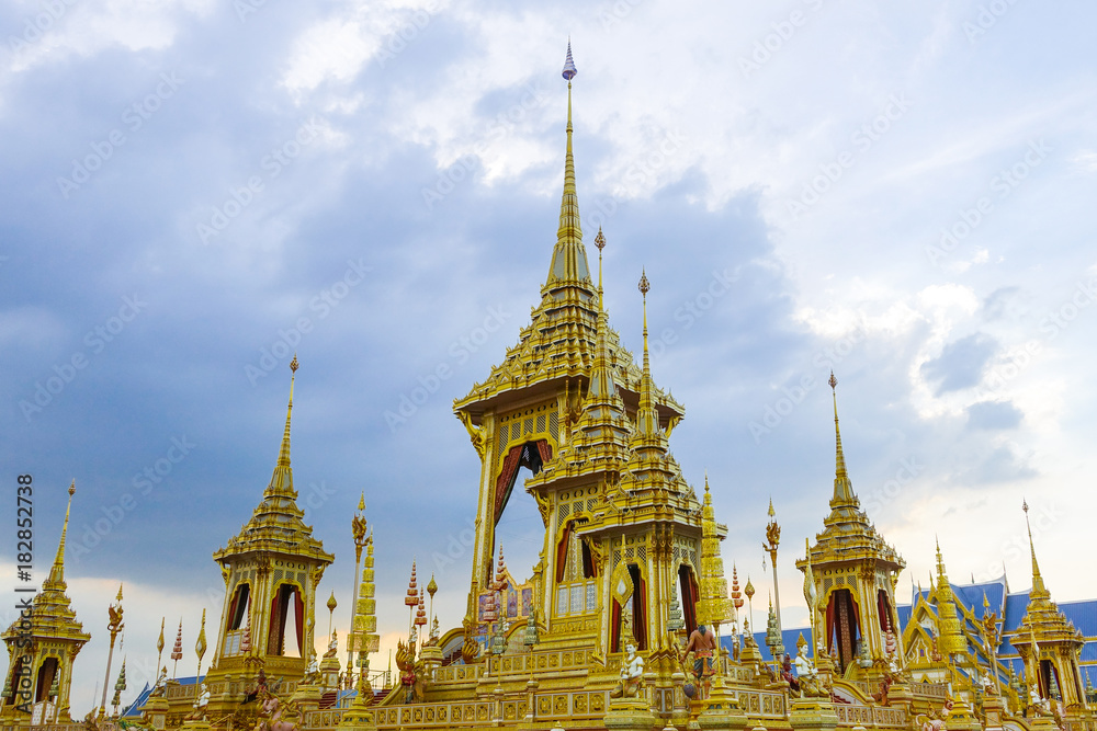 Naklejka premium Bangkok,Thailand : November 29, 2017, The Royal Cremetorium for HM King Bhumibol Adulyadej at Sanum Luang