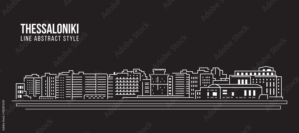 Cityscape Building Line art Vector Illustration design - thessaloniki city