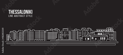 Cityscape Building Line art Vector Illustration design - thessaloniki city photo