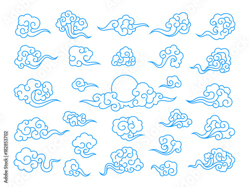 Decorative Chinese clouds. traditional oriental ornament of clouds pattern. Vector illustration