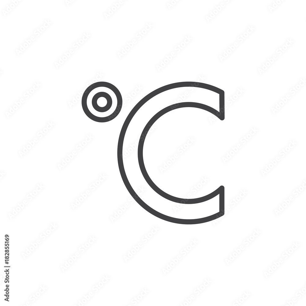 Degrees celsius temperature line icon, outline vector sign, linear style pictogram isolated on white. Meteorology weather symbol, logo illustration. Editable stroke Degrees celsius temperature line icon, outline vector sign, linear style pictogram isolated on white. Meteorology weather symbol, logo illustration. Editable stroke