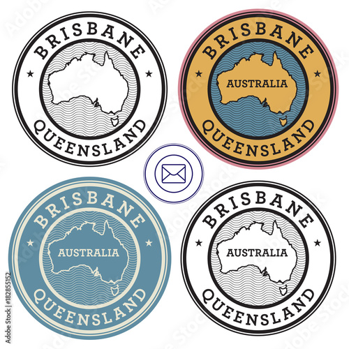 Travel stamps set Australia, Brisbane
