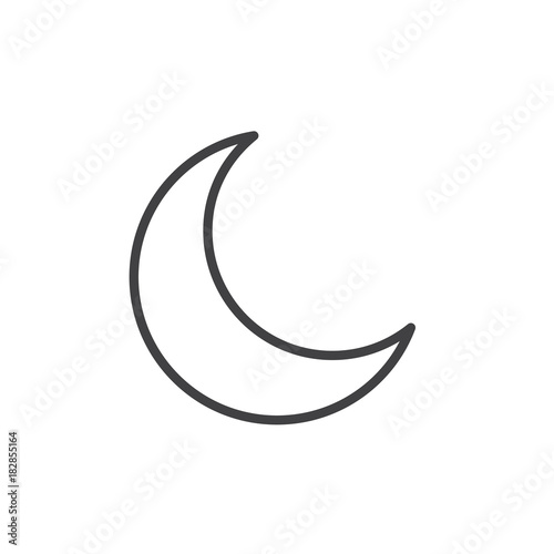 New moon line icon, outline vector sign, linear style pictogram isolated on white. Crescent symbol, logo illustration. Editable stroke