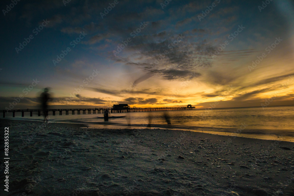 Moody Sunset at Naples Beach Pier