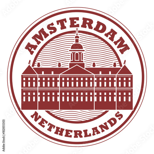 Stamp with words Amsterdam, Netherlands