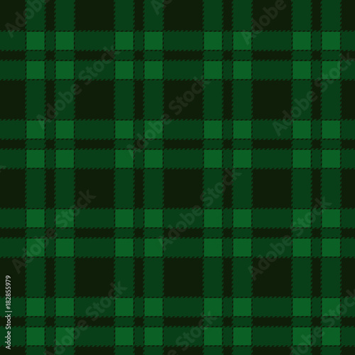 Seamless pattern of green tartan. Vector illustration.